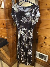 Simply Vera Vera Wang Floral Short Sleeve Asymmetrical Dress Women's S