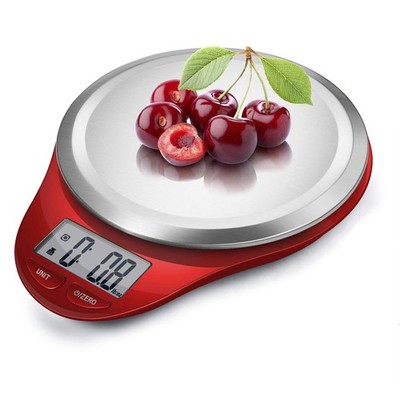 Küchenwaage Digital Edelstahl Präzision 1g LCD Display 5kg Tara Auto Off Rot