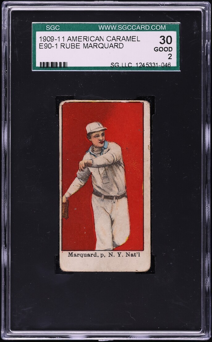 1909 E90-1 American Caramel Rube Marquard SGC 2 GD