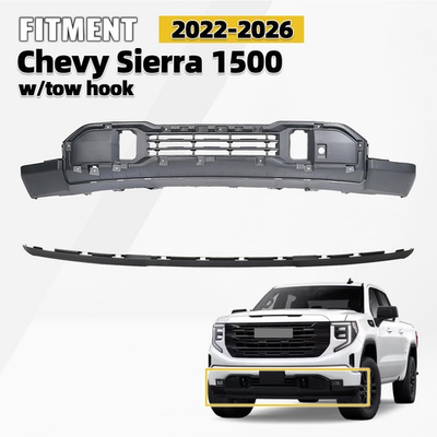 #ad For 2022 2026 GMC Sierra 1500 Front Lower Bumper Fascia Valance Kit w Tow Hook $174.99