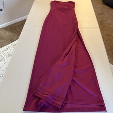 Lulus Princess Moment Maroon Strapless Long Lined Dress Gown Sz S Side Slit