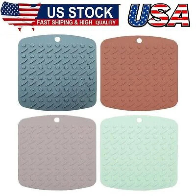 4-Pack Non-Slip Heat-Resistant Silicone Pot Holder & Trivet Mats