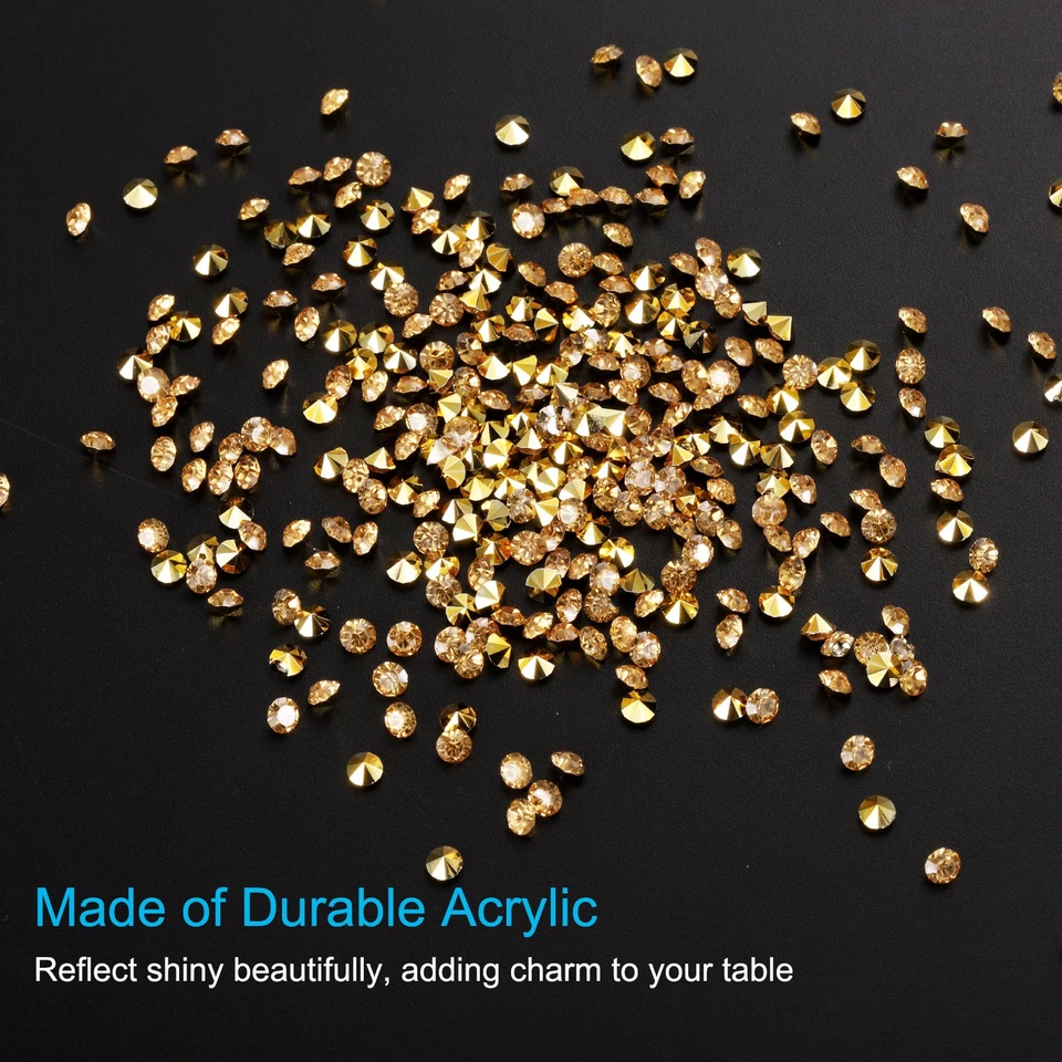14000Pcs Acrylic Wedding Table Diamonds 3mm Crystals Gems Gold Foto 3 de 4