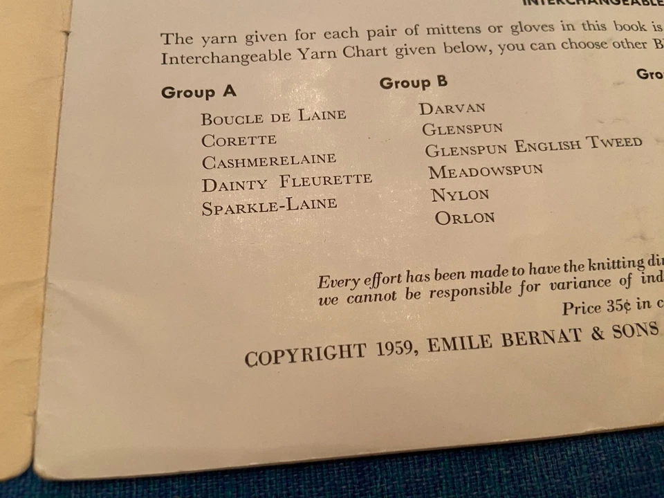 1957 BERNAT HANDICRAFTER #82 Gloves & Mittens for te Family - Image 2 of 4