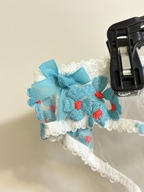 NWT AGENT PROVOCATEUR BETHANIE Floral Brief White/Blue 2 Small Flirty Coquette