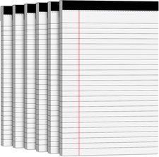 Note Pads 5X8 Small Legal Pads White Notepad, 6 Pack, Narrow Ruled Notepads, Mic