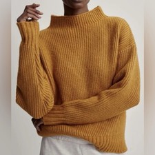 Varley Wool Skyla Funnel Neck Knit Sweater Buckthorn Brown Orange Size XS