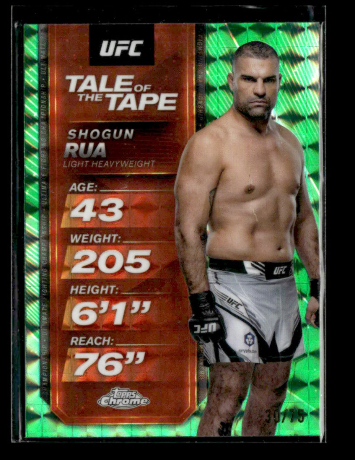 Shogun Rua 2025 Topps Chrome UFC Green Geometric 30/75 Tale of the Tape [don80