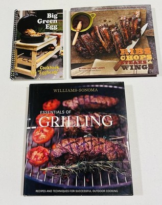 Grilling Cookbook Lot Big Green Egg+Ribs Chops Steaks & Wings+Williams Sonoma