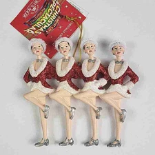 Kurt Adler Rockettes Showgirls Ornament - Kickline Christmas Decoration Glitter