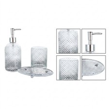 Ensemble de salle de bain 3 pièces en verre design diamant transparent élégan