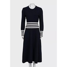 CHANEL Fall 2016 Cashmere Knit Striped Maxi Dress Sz.48/4XL