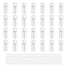100Pcs 2.5mm ID Leather Cord End Caps For Bracelet&nbsp;Necklace Silver Tone