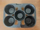 Antique RARE WAGNER WARE 'Q'  CAST IRON 5-Ct POPOVER/Muffin/Gem Vtg Baking PAN