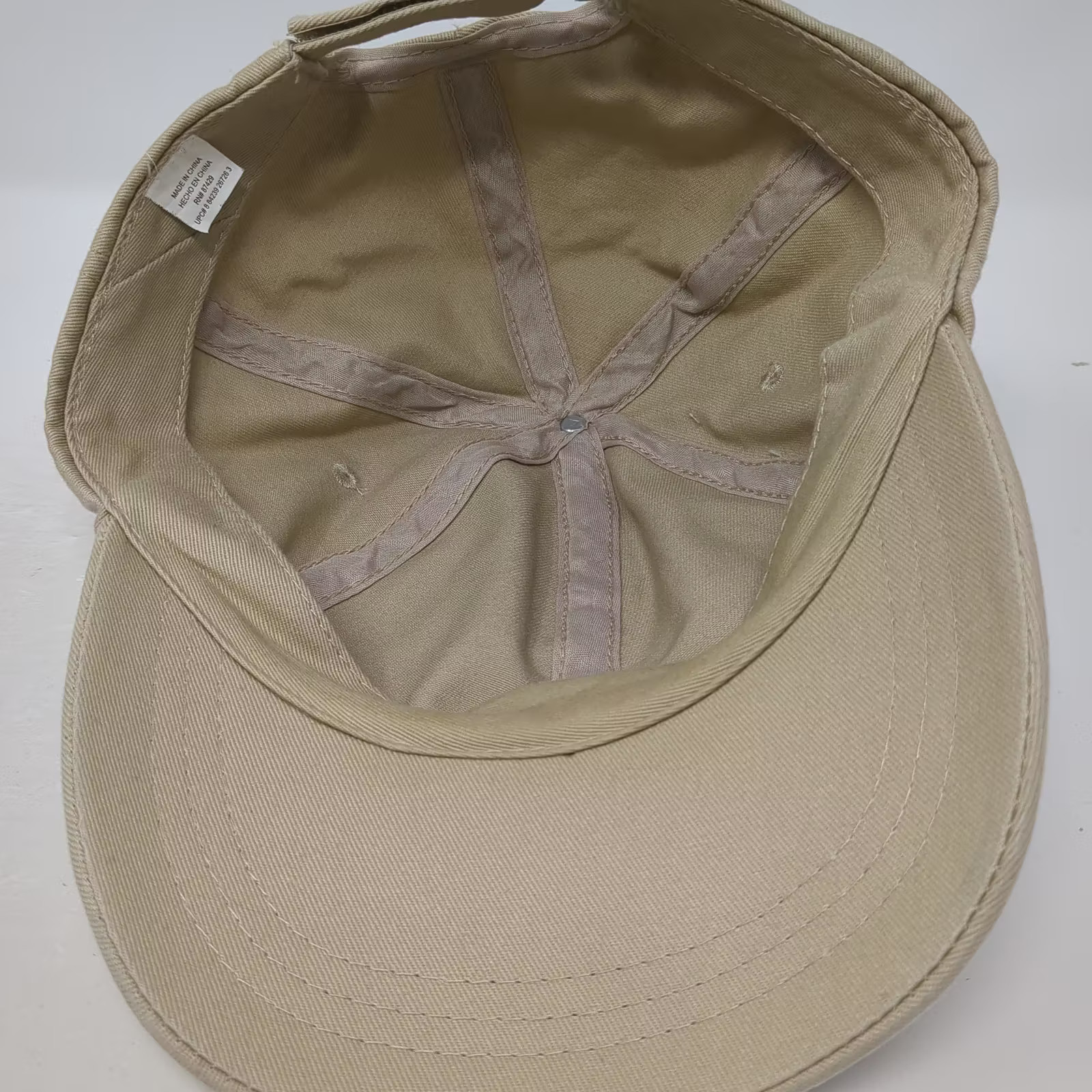 Beige Baseball Cap Hat OS Solid Blank Adjustable … - image 7