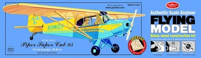 Guillow's Piper Super Cub 95 Laser Cut Model Kit Blue, Small