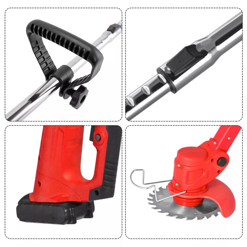 24V Cordless Electric Strimmer Grass Trimmer Weed Cutter Garden Edger +2 Battery - Image 4 of 4