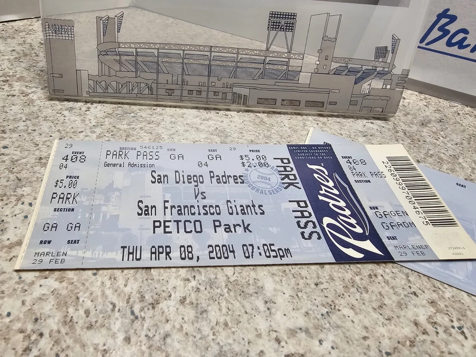 San Diego Padres MLB 2008 Ticket Stubs With Stub Holder Frames - Image 2 of 4