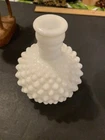 Vintage Fenton Unsigned Hobnail Milk Glass Vase MCM Big Belly Narrow Neck