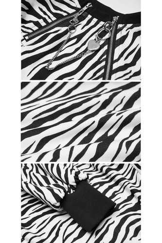 PUNK RAVE Zebra Crop Cardigan Kurze Damenjacke Weiß-Schwarz Animal Print GOTHIC - Picture 11 of 12