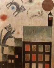 Otto Dix Cats Rooftop Scene Modernist Surrealist 1920s German Expressionism Prin