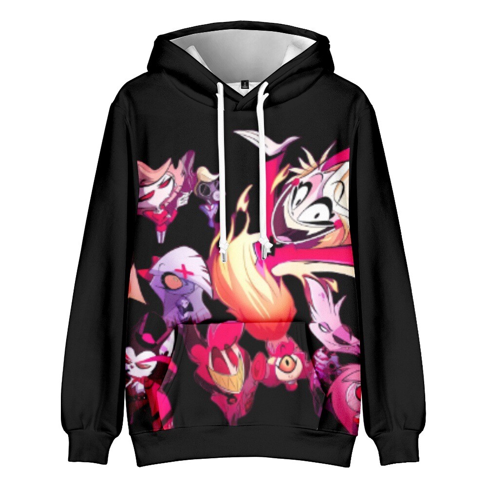 LKY STAR Anime Hazbin Hotel Hoodies Charlie/Angel Dust Cosplay Sweat à Capuche avec Oreilles de Chat pour Femmes Filles