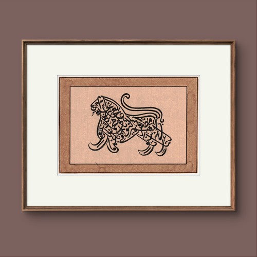 Pittura artistica calligrafia ispirata agli uccellini e agli animali design unico da parete e interni - Foto 2 di 2