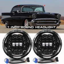 pair 7" Inch Round LED Headlights Hi/LO Sealed Beam For Chevy Bel Air 1955-1957