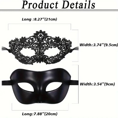2pcs Couple Mardi Gras Venetian Masquerade Ball Mask Party Collection Halloween - Picture 6 of 9
