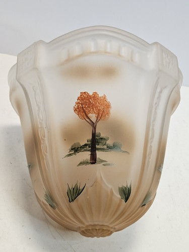 Antique 1920's Embossed Art Deco Glass Acorn Hand Painted Ceiling Globe Shade - Picture 13 of 17