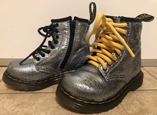 DR MARTENS 1460 T Glitter Boots Kids Size US 7 Zip Up Sides With Laces