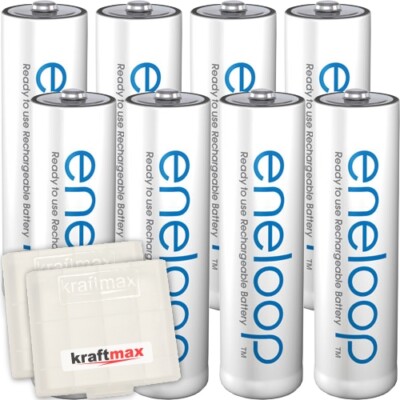 8 x ENELOOP Mignon AA Akkus 1,2 Volt / 2000 mAh Akku + AKKUBOX - NEUSTE VERSION