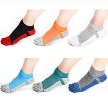 6 Pack Men Five Finger Toe Ankle Quarter Solid Low Cut Sport Combed Cotton Socks
