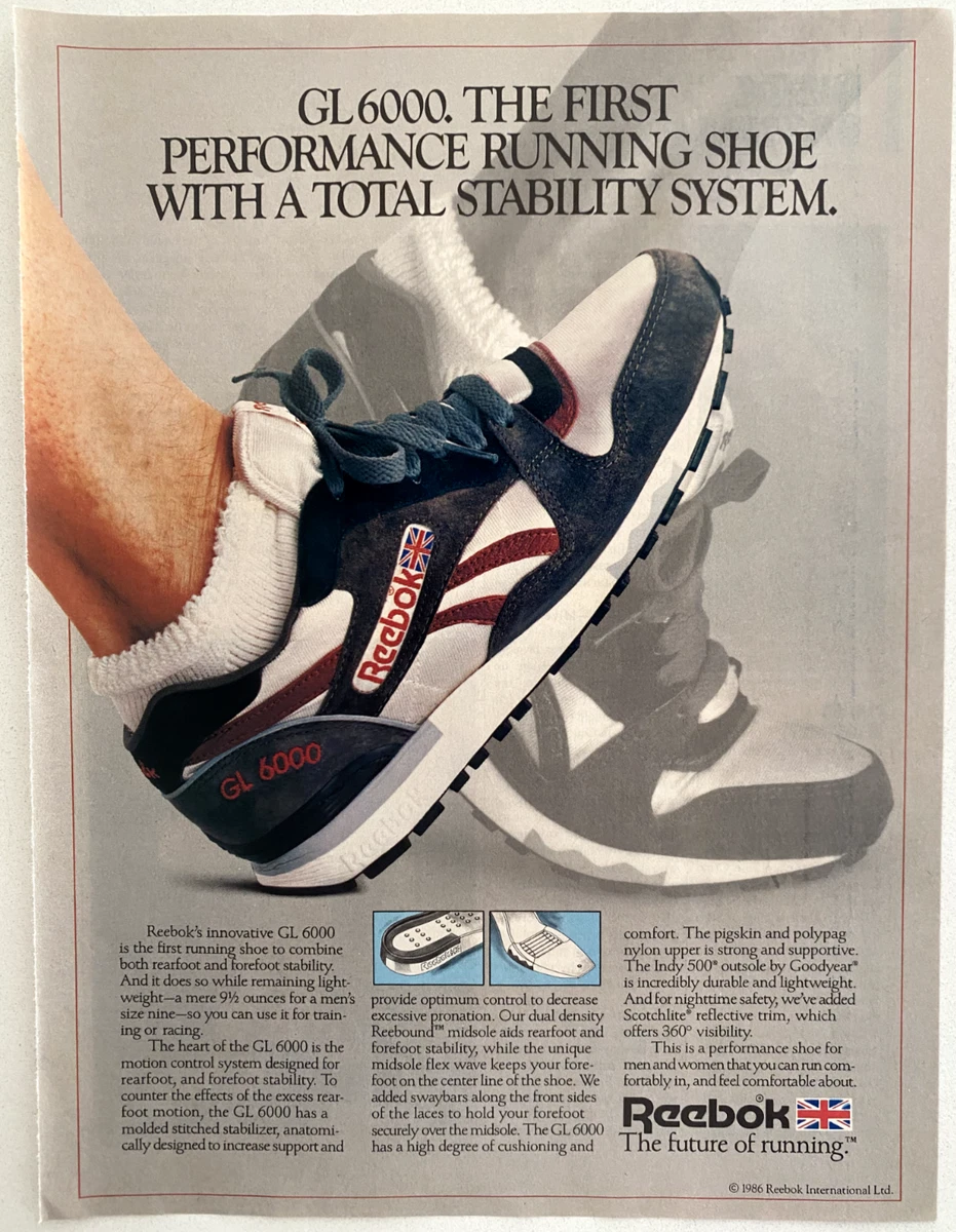 Reebok GL 6000 Performance Running Shoe Stability System Vintage 1987  Magazin Ad