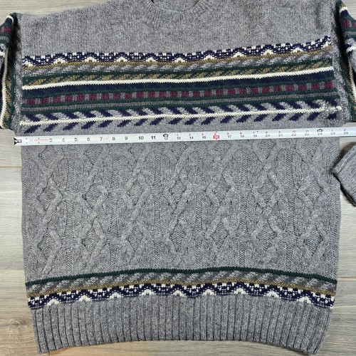 Vintage Wool Sweater Mens XL Gray Cable Knit Made Hong Kong Structure - Picture 6 of 14