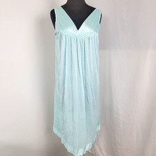 Vanity Fair Women's Lingerie Nightgown Night Gown Aqua Blue NYLON Size Medium M