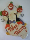 Trick Or Treat Ghost Wooden Wall Hanging Plaque Halloween Decor Pumpkin Folk Art — photo 1
