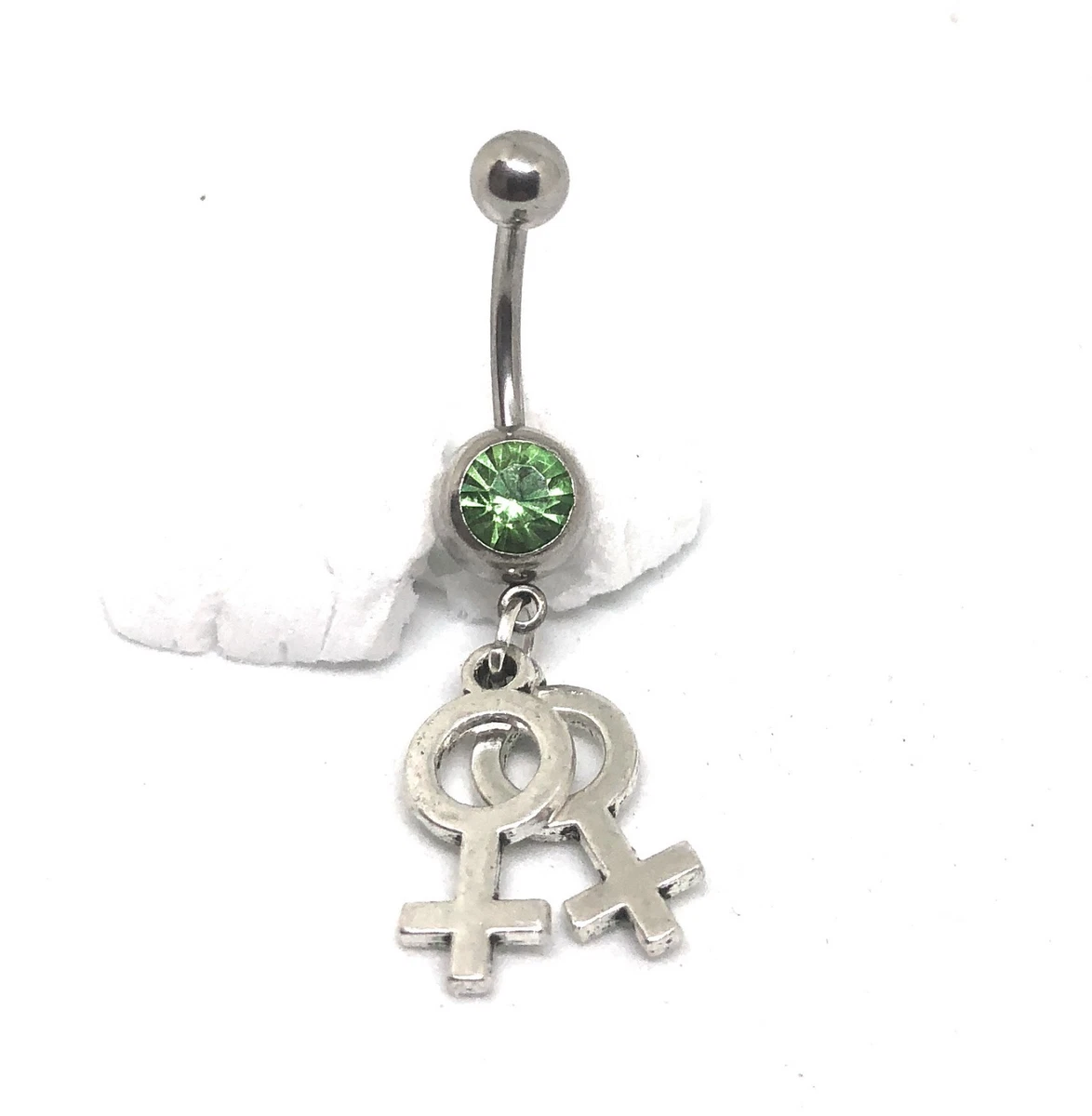 FF Symbol Lesbian Gay Navel Ring Dangle Belly Piercing LGBT Sissy Femdom Findom