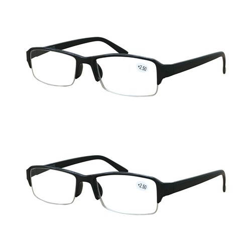 2 Packungen Herren Unisex Rechteckig Halbrahmen Lesebrille Federscharnier Lesebrille - Bild 1 von 9
