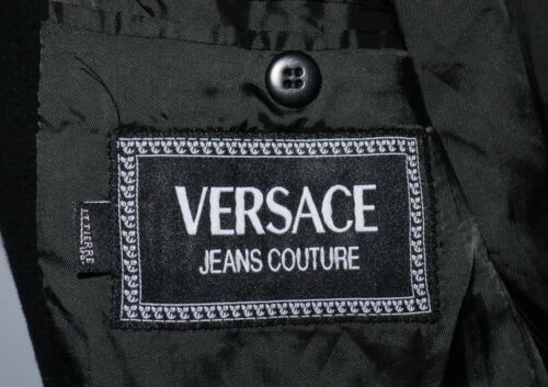 VERSACE JEANS COUTURE Mens Black Vintage Wool Coat Jacket Size 34/48 - Picture 7 of 12