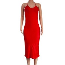 Urban Outfitters Backless Satin Red Midi Slip Dress Sz XS