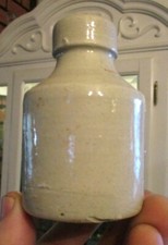 NICE SMALL WHITE STONEWARE UNUSUAL INK BOTTLE 1890'S ERA SHOWN DUG IN VIDEO L@@K