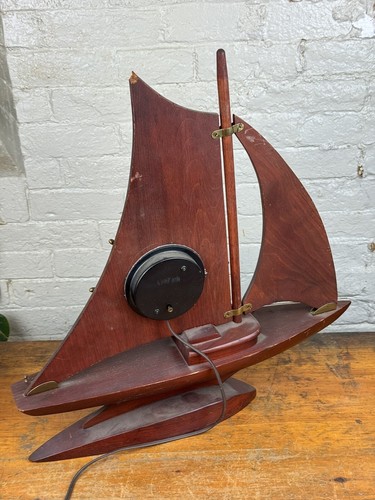 Vintage 1930's Sailboat Clock Nautical Decor, Tested Working Condition 21"H 20"L - Picture 12 of 17