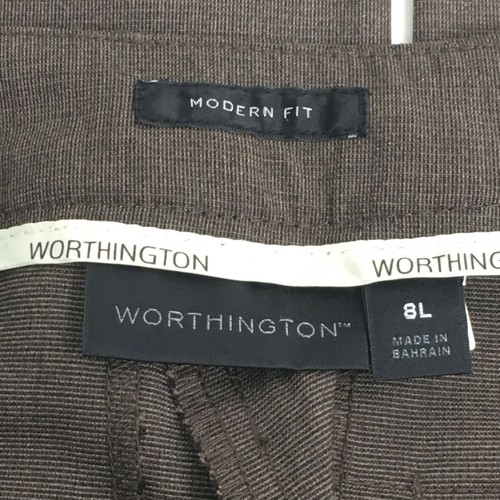 Worthington Dress Pants Womens Size 8L Long NEW Brown Crossdye Straight Leg - Picture 6 of 11