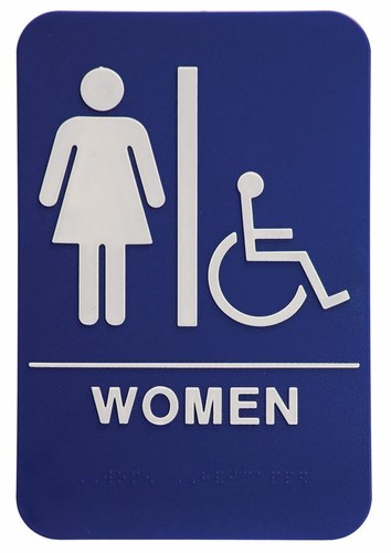 "Letreros de baño compatibles con la ADA, azul, con texto en Braille 6""x9" - Imagen 6 de 16