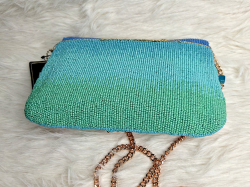 Bolso de mano Mary Frances Butterfly Love verde azulado con cuentas nuevo con etiquetas - Imagen 13 de 13