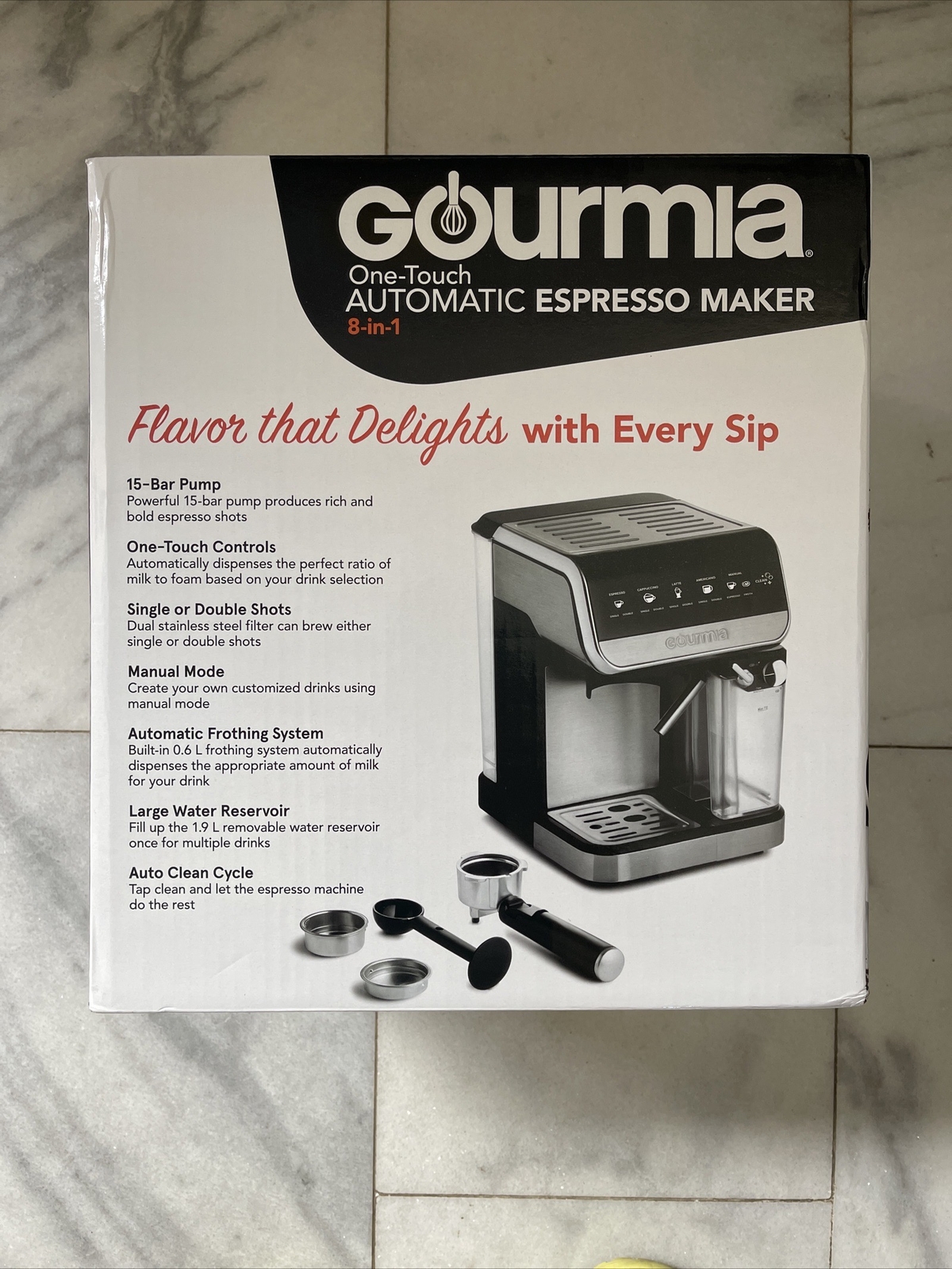 BRAND NEW Gourmia 8In1 Automatic Frothing Expresso Coffee Maker eBay