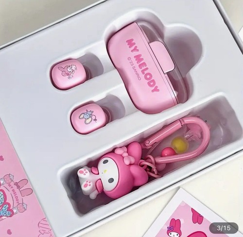 My Melody Sanrio Earphones Earbuds Pink New Wireless Bluetooth W Charm - Picture 2 of 5