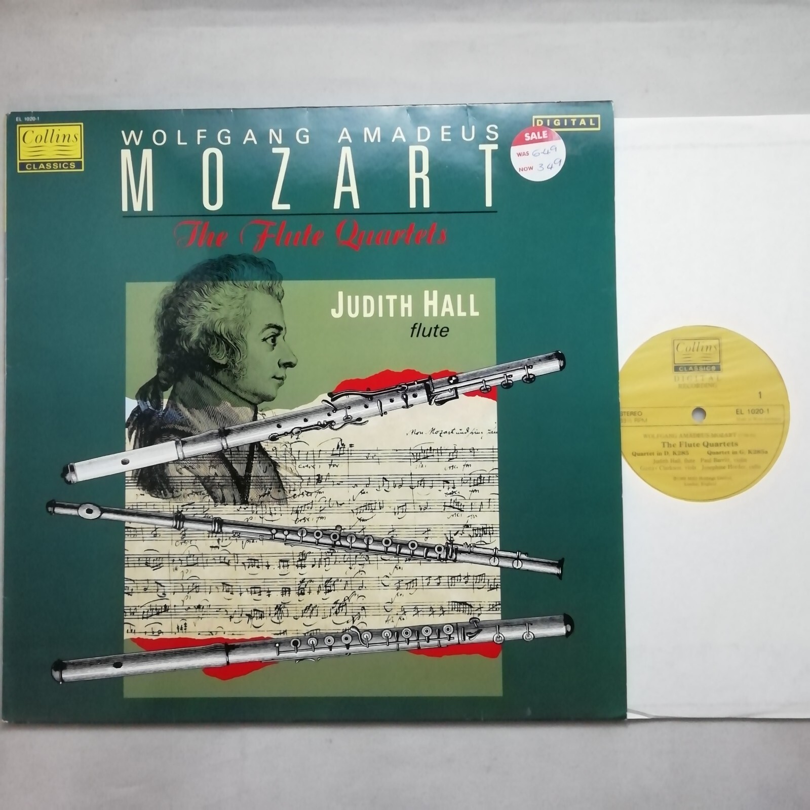 Collins LP EL 1020-1: Mozart - The Flute Quartets / Judith Hall etc.