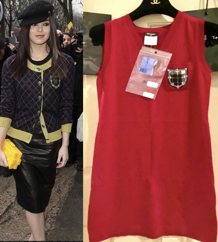 New Tag Chanel Vintage 2013 Red Crest Patch Sweater Dress 34 36 38 2 4 6 Top S M - Picture 13 of 21
